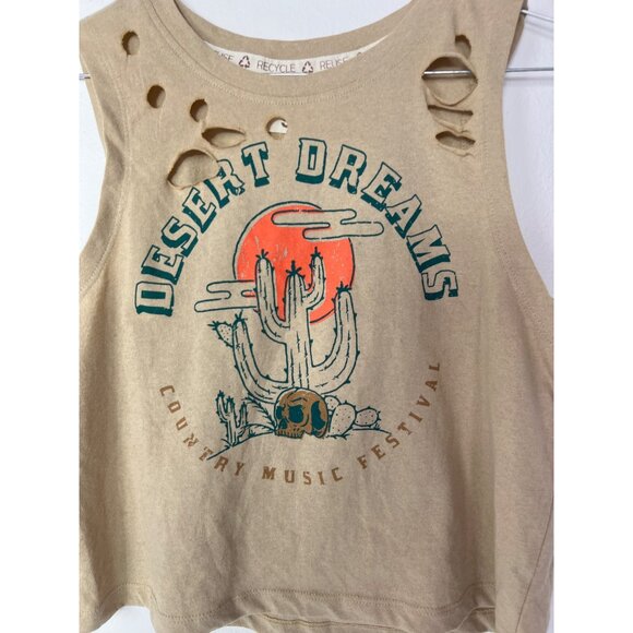 Recycled Threads Junior's Distressed Cropped Tee Desert Dreams County Music Sz S - Picture 7 of 7